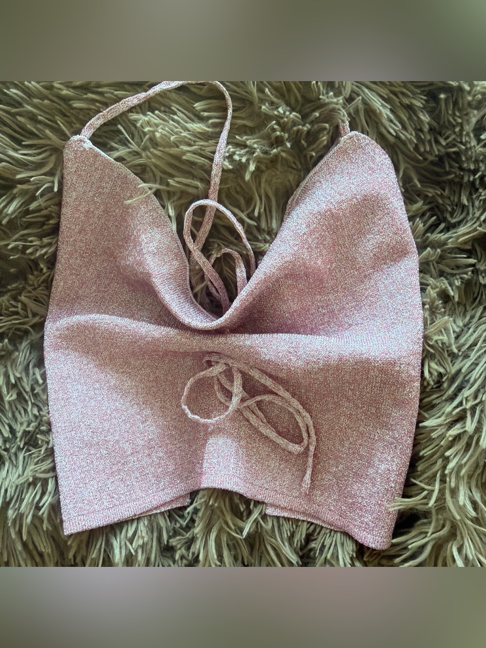 More to come nwot Sparkle Pink Halter Crop Top - size xs